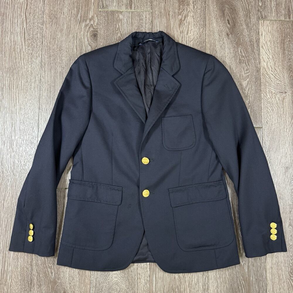 BROOKS BROTHERS BOYS SIZE 12 NAVY 2 BUTTON SPORTCOAT W/GOLD BUTTONS